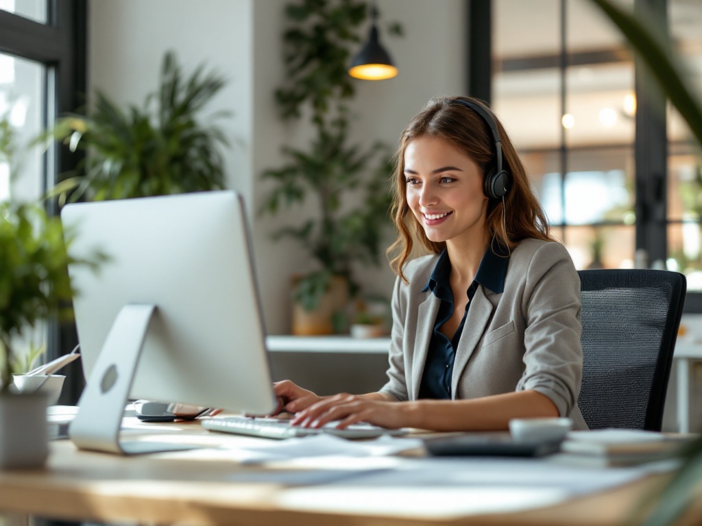 Professional contractor reviewing digital documents on tablet while standing in home workspace, natural light streaming throu